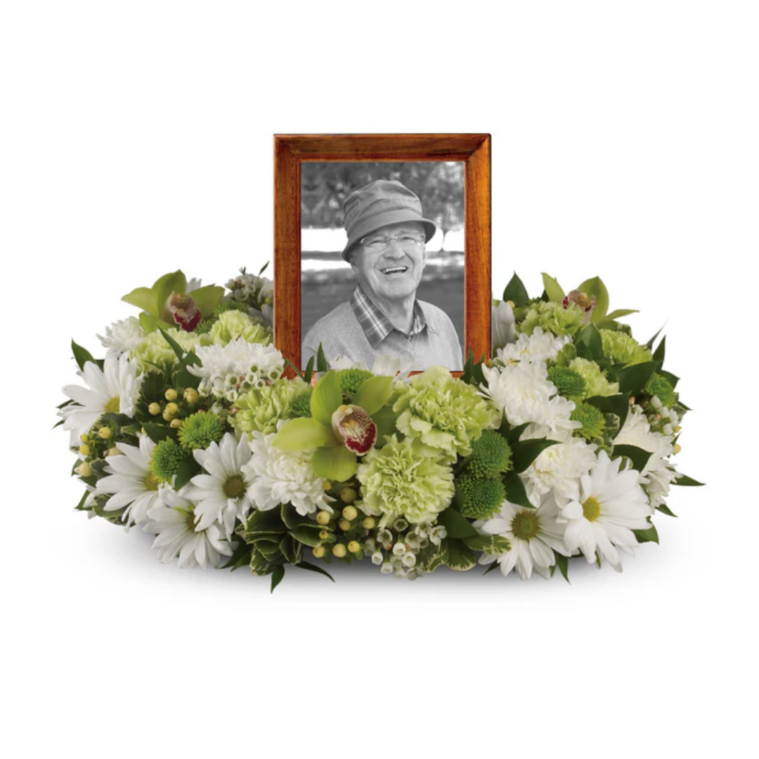 Garden wreath with photo frame