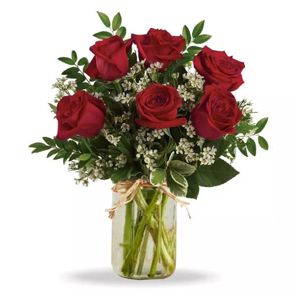 Sweetheart Roses in Mason Jar