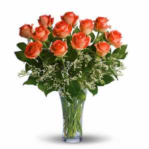 12 Long Stemmed Orange Roses